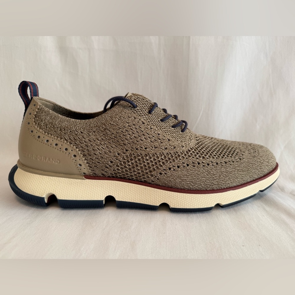 Cole Haan Beige and Navy Knit Sneakers